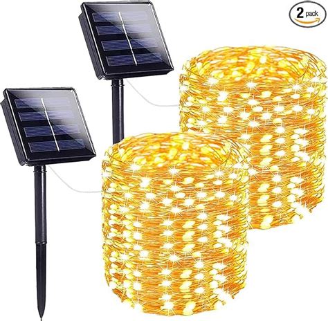 SANJICHA Solar Outdoor String Lights, 2 Pack Extra.